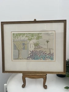 Vintage Gran Canaria 80s Watercolour Painting Gallery Spain Landscape Signed - Picture 1 of 7