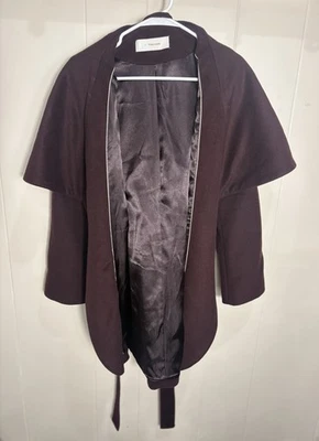 Chaqueta T Tahari Rich Marrón Mezcla de Lana Frente Abierto Talla Pequeña Foto 1 de 4