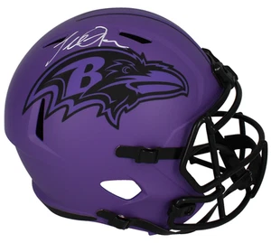Casco da velocità Terrell Suggs autografato Ravens taglia intera 'Rave' Beckett - Foto 1 di 3