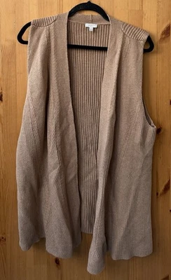 Talbots Women's Brown Tan Sleeveless Tight Knit Open Vest Sweater - Size XL - Image 1 of 3