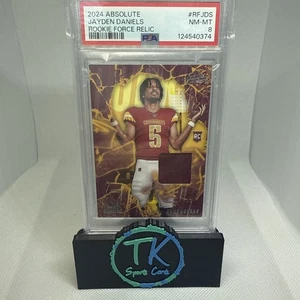 2024 Absolute Jayden Daniels ROOKIE FORCE Mem Patch RC Commanders PSA 8 - Picture 1 of 2