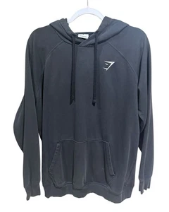 Gymshark Black Logo Hoodie Sweatshirt Casual Gym Men’s Size Medium M Activewear - Picture 1 of 15