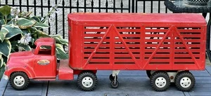 VINTAGE 1955 RED TONKA TOYS VIEHANHÄNGER & LKW CAB MOUND METALCRAFT NICE - Bild 1 von 12
