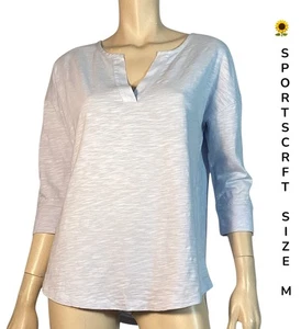🌻SPORTSCRAFT PALE BLUE  JERSEY KNIT LONG SLEEVE COTTON TOP WOMENS SIZE M - Bild 1 von 10