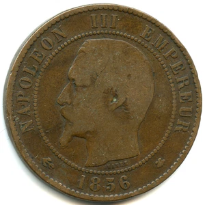 10 centimes Napoléon III , tête nue 1856 BB n°8000 - Imagen 1 de 2