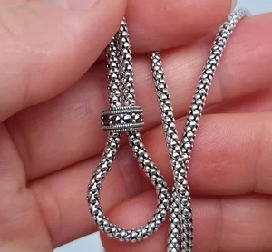 Cadena con piedras preciosas naturales de marcasita, plata de ley 925, 25 pulgadas - Imagen 1 de 4