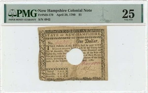 1780 April 29, $1 New Hampshire Colonial Note FR#NH-179 PMG VF25 - Picture 1 of 2