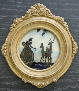 Vintage viktorianische Silhouette Kreidegeschirr Rahmen 6" rund  - Bild 1 von 10