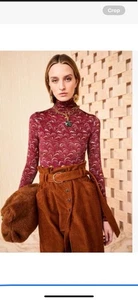 Top Ulla Johnson Aurelia cuello alto claret rojo talla XS - Imagen 1 de 4