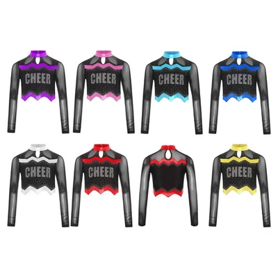 Girls Cheer Leader Special Occasions Shirt Dance Top Topwear Long Sleeve Party - Image 1 of 4