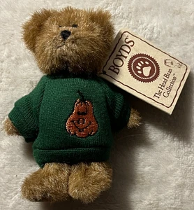 Maglione Mini Boyds Bears Thinkin' of Ya 4" verde orso marrone con zucca - Foto 1 di 3