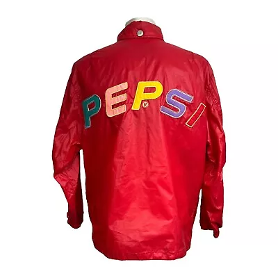 Vintage Pepsi Collection Windbreaker Snap Jacket Rain Red Spellout Size S - Image 1 of 4