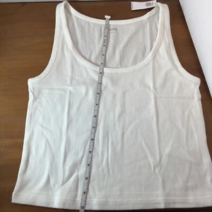 New LADIES SZ L Old Navy Cropped Tank Super Soft White New With Tags Girls Ribbe - Picture 1 of 5