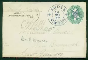 1882, sobres de 3¢ con ANDES NEW YORK elegante cancelación de estrellas, recortados a la izquierda, en muy buen estado - Imagen 1 de 1