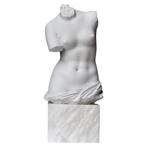 Torso Venere di Milo Scultura da Tavolo in Marmo con Base in Alabastro  H 36cm - Imagen 1 de 6