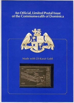 GRAN PRIMICIA EN AVIACIÓN Estampillas postales de oro de 23 quilates en carpeta de 30 páginas con certificado de autenticidad  Foto 1 de 4