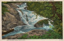 White Oak Canyon Virginia Lower Falls Linen Vintage Postcard