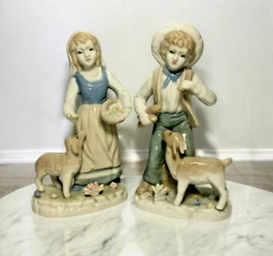 Rare HTF Ardalt Farmer Boy & Girl Vintage Figurine Set - Collectible Porcelain - Picture 1 of 8