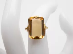 Vintage 1940s RETRO $3000 15ct Natural Citrine 18k Yellow Gold Band Ring - Picture 1 of 7
