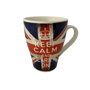 COFFEE Or TEA MUG Keep Calm and Carry On Mug 8 oz Cup Union Jack Flag Background - Bild 1 von 6