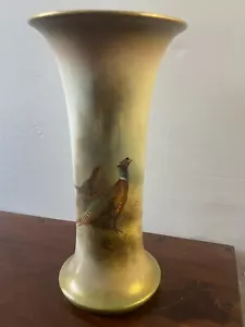 Stunning 23cm Royal Worcester Jas Stinton H/Painted 'Pheasants' Vase - Signed - Picture 1 of 14