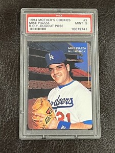 1994 Mother’s Cookies Mike Piazza Rookie of the Year Dugout Pose #3 PSA 9 MINT!