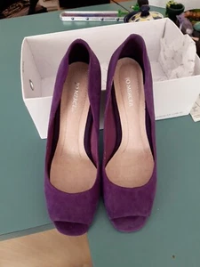 JO MERCER PURPL Suede open Toe Stiletto Heel Pumps Women's Size 8 - Picture 1 of 8