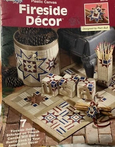 Fireside Decor 7 Plastic Canvas Patterns Pam Bull 2002 Rustic Americana Look - Picture 1 of 2