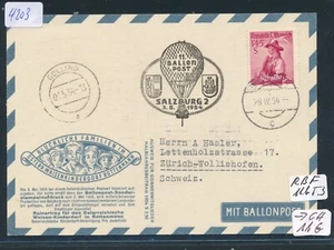 4203) Österreich Ballonpost RBF 11 Salzburg 3.5.54, BP-Kte Veilchen in d.Schweiz - Bild 1 von 2