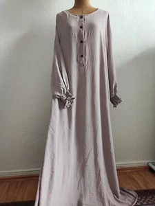 Damen Maxikleid Einheitsgröße L XL 40 42 Kleid Abaya Beige Stillkleid - Bild 1 von 6