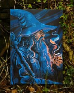 Gandalf i jego fajka Plakat A3 Jedwab LOTR Prezent Władca Pierścieni Ilustracja artystyczna