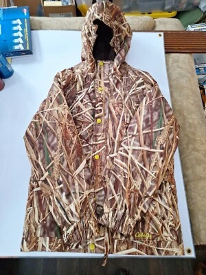 Cabelas Youth LG DRY PLUS Waterfowl Backwoods 夹克带帽拉链衬里 — 第 1/4 张图片