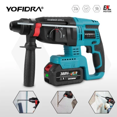 YOFIDRA 4 Funktionen 18V Stemmhammer Bohrhammer Schlagbohrhammer SDS PLUS Meisselhammer