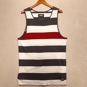 Vans Off The Wall Mens Sleeveless Beach Top Sz.XL/White Gray Red/Striped/Muscle - Picture 1 of 8