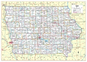 Iowa State Wall Map Large Print Poster - Paper 34"x24" - Picture 1 of 1