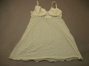 34C Gilligan& O'malley Womens Ivory Lace Lined Underwire Satin Sexy Chemise 8N - Picture 1 of 5