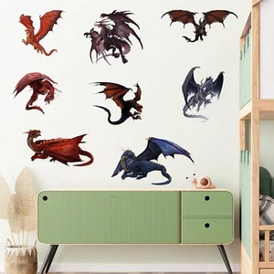 8 Big 3D Dragon Wall Stickers Ancient Dragons Legend Story Wall Decals Art Pe... - Picture 1 of 7