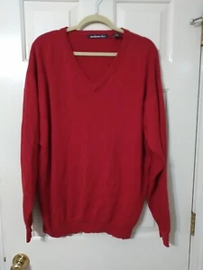 Northern Isles Mens XL Red Argile V-neck Sweater 100% Cotton - Picture 1 of 8