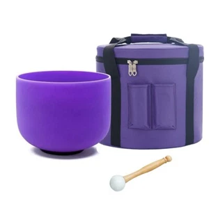 432hz Crystal Singing Bowl Purple B Note Crown Chakra 8 Inch with Carry Case - Picture 1 of 7
