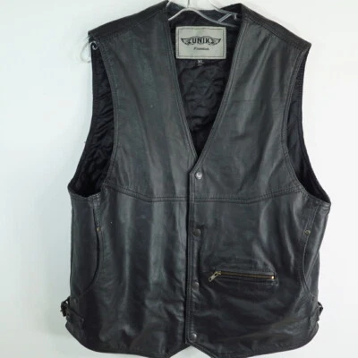 Unik Premium Men's Leather Apparels Vest w/ Patches Harley  - Image 1 of 4