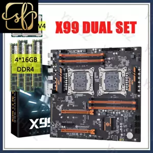 X99 8D4 Motherboard Dual CPU Set mit E5 2680 V4 Prozessor LGA 2011-3 4*16GB=64G - Bild 1 von 6