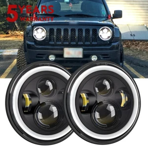 For 2008-2016 Jeep Patriot Pair 7" inch Round LED Headlights DRL Projector light - Picture 1 of 16