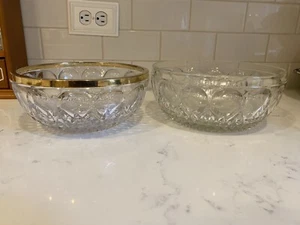 2 Vintage crystal glass bowls / vintage mid century Hollywood Regency style - Picture 1 of 8