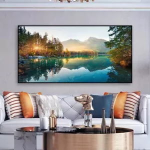 Poster Stampe Paesaggio Montagna Quadro Tela Sole Foresta Lago Quadri - Foto 1 di 2