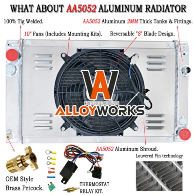 Ventilador de cubierta de radiador de aluminio de 3 núcleos para 1983-1988 1986 Porsche 944 2,5 L 2,7 L EE. UU. Foto 1 de 4