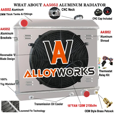 4 Row Radiator Shroud Fan For 1963-1966 Chevy C10 C20 C30 Pane Pickup Truck 64 Foto 1 de 4