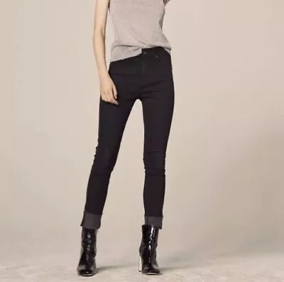 Rag & Bone The Dre 10" Slim Boyfriend Jeans in Black Denim Women's Size 24 Great - Image 1 of 4