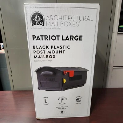 Architectural Mailboxes Patriot Large,Plastic,Post Mount Mailbox,Black,GMB515BAM - Image 1 of 4