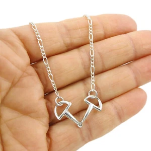 925 Silver Horse Tack Snaffle Bit Chain Necklace in a Gift Box - Picture 1 of 5