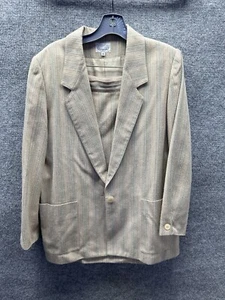 Handmacher Skirt Suit Set Women Size 10 Beige Tailored Vintage Secretary Classic - Picture 1 of 22